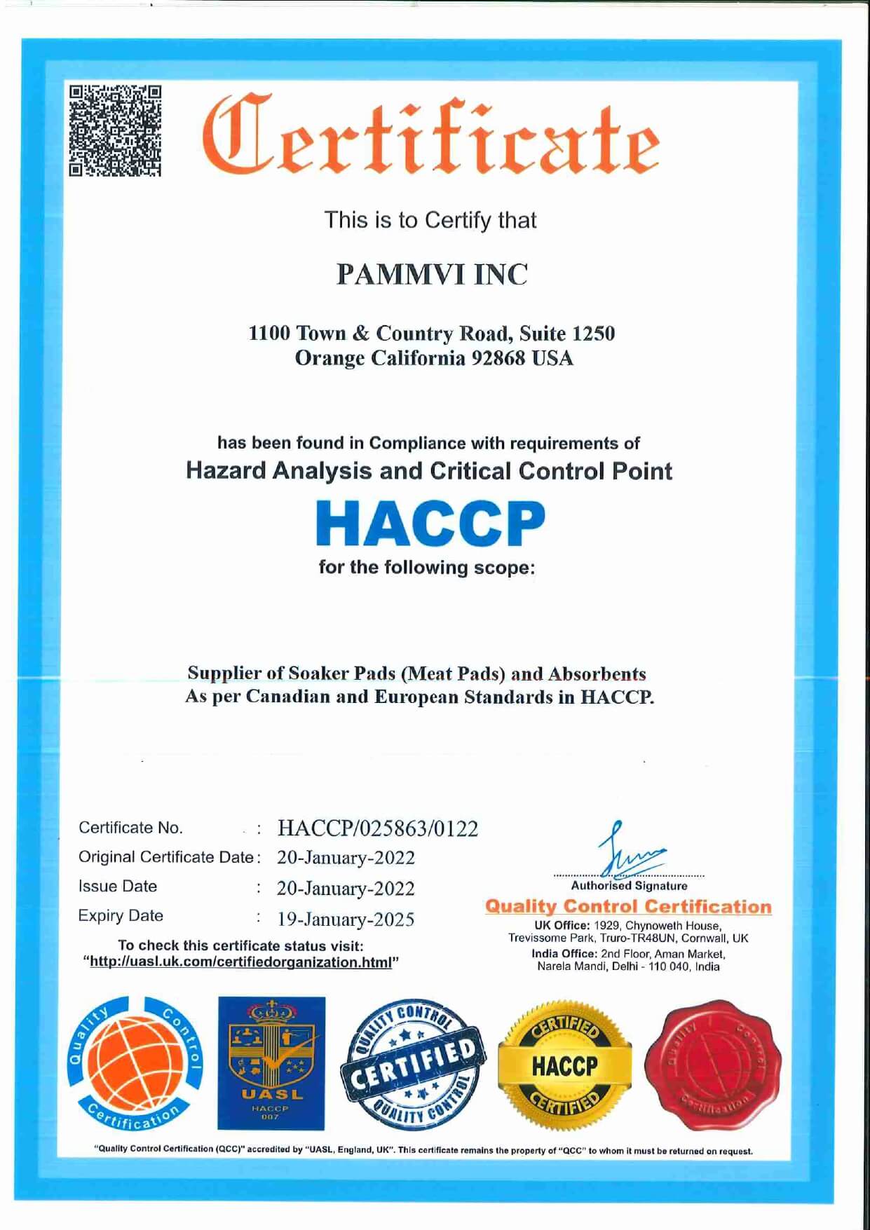 HACCP CERTIFICATE page 0001